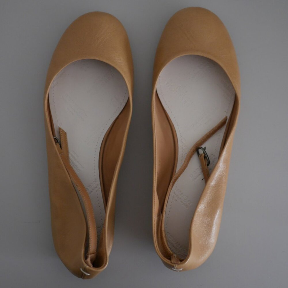Maison Martin Margiela ankle strap ballerina flats in natural